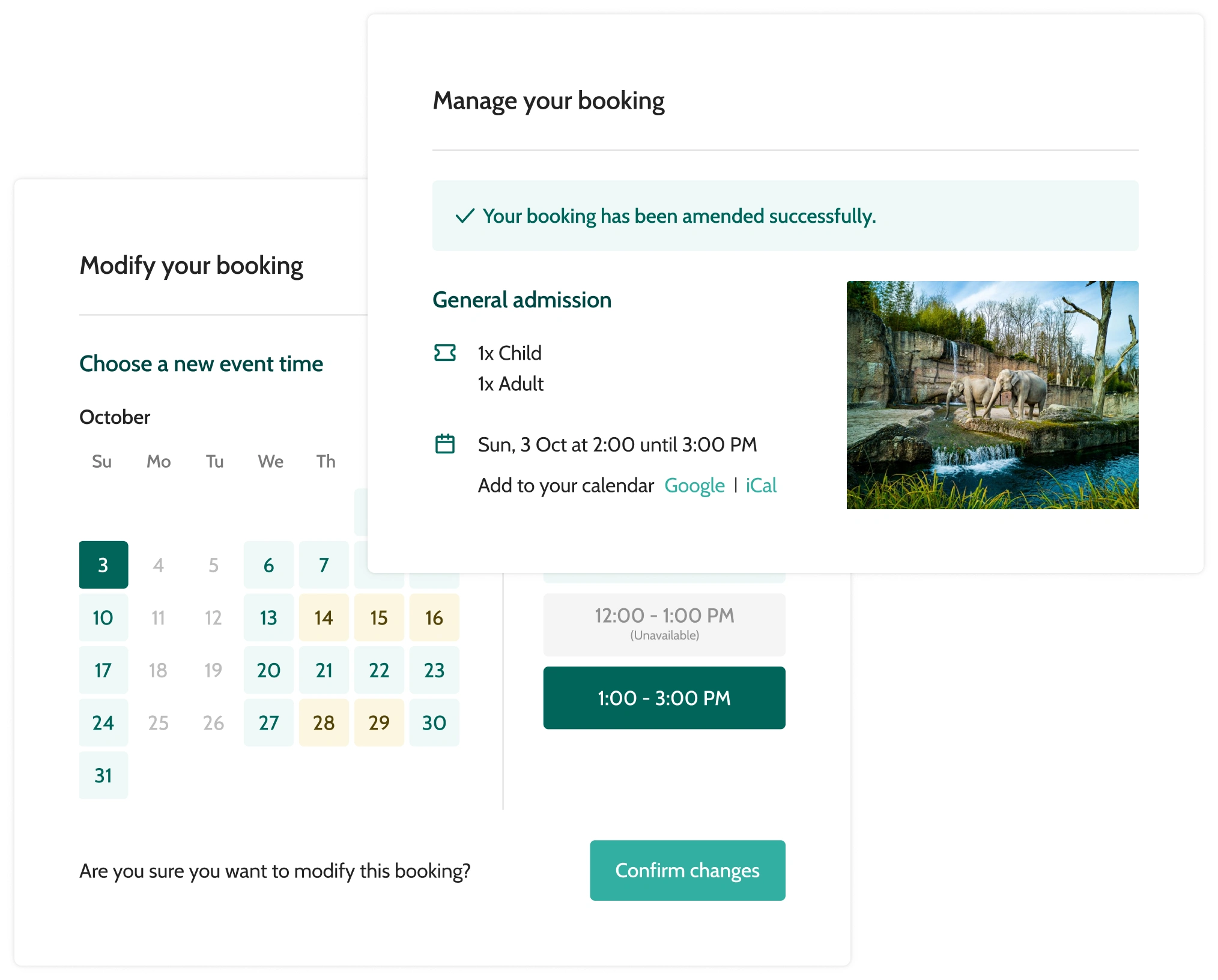 Manage your zoo booking with self service